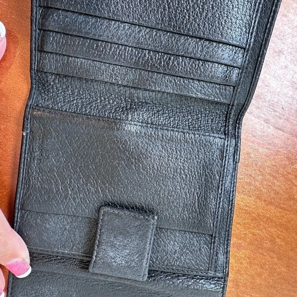 Prada Black Leather Wallet with Silver Clasp